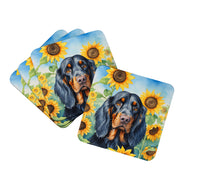 Load image into Gallery viewer, Gordon Setter in Sunflowers Coasters - Set of 4 Lightweight Foam, Absorbent Drink Coasters