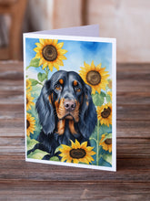 Load image into Gallery viewer, Gordon Setter in Sunflowers Greeting Cards - Blank Note Cards – 8-Pack of Artist-Designed Cards with Envelopes