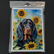 Load image into Gallery viewer, Gordon Setter in Sunflowers Greeting Cards - Blank Note Cards – 8-Pack of Artist-Designed Cards with Envelopes