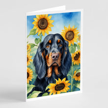 Load image into Gallery viewer, Gordon Setter in Sunflowers Greeting Cards - Blank Note Cards – 8-Pack of Artist-Designed Cards with Envelopes