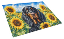 Load image into Gallery viewer, Gordon Setter in Sunflowers Cutting Board Tempered Glass Kitchen Cutting Surface, Heat Resistant Chopping Board with Non-Slip Feet, Decorative Food Prep &amp; Serving