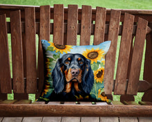 Load image into Gallery viewer, Gordon Setter in Sunflowers Throw Pillow - 14x14 Decorative Pillow – Art for Your Home &amp; Patio