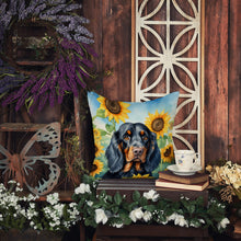 Load image into Gallery viewer, Gordon Setter in Sunflowers Throw Pillow - 14x14 Decorative Pillow – Art for Your Home &amp; Patio
