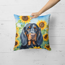Load image into Gallery viewer, Gordon Setter in Sunflowers Throw Pillow
