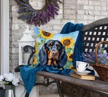 Load image into Gallery viewer, Gordon Setter in Sunflowers Throw Pillow