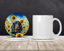 Load image into Gallery viewer, Gordon Setter in Sunflowers Large Sandstone Coasters Pack of 4