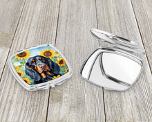 Load image into Gallery viewer, Gordon Setter in Sunflowers Compact Mirror – Stylish Purse Mirror with Artistic Covers