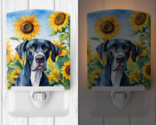 Load image into Gallery viewer, Great Dane in Sunflowers Ceramic Night Light