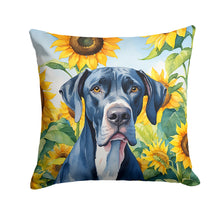 Load image into Gallery viewer, Great Dane in Sunflowers Throw Pillow - 14x14 Decorative Pillow – Art for Your Home &amp; Patio