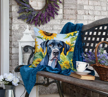 Load image into Gallery viewer, Great Dane in Sunflowers Throw Pillow