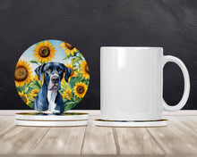 Load image into Gallery viewer, Great Dane in Sunflowers Large Sandstone Coasters Pack of 4