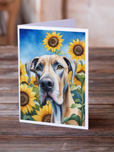 Load image into Gallery viewer, Great Dane in Sunflowers Greeting Cards - Blank Note Cards – 8-Pack of Artist-Designed Cards with Envelopes