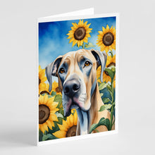 Load image into Gallery viewer, Great Dane in Sunflowers Greeting Cards - Blank Note Cards – 8-Pack of Artist-Designed Cards with Envelopes