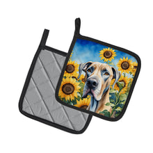 Load image into Gallery viewer, Great Dane in Sunflowers Pot Holders - Set of 2 Decorative Kitchen Helpers | Made in the USA