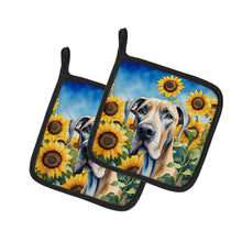 Load image into Gallery viewer, Great Dane in Sunflowers Pot Holders - Set of 2 Decorative Kitchen Helpers | Made in the USA