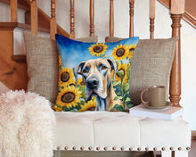 Load image into Gallery viewer, Great Dane in Sunflowers Throw Pillow - 14x14 Decorative Pillow – Art for Your Home &amp; Patio