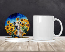 Load image into Gallery viewer, Great Dane in Sunflowers Large Sandstone Coasters Pack of 4