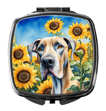 Load image into Gallery viewer, Great Dane in Sunflowers Compact Mirror – Stylish Purse Mirror with Artistic Covers