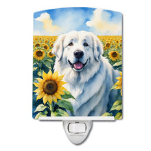 Load image into Gallery viewer, Great Pyrenees in Sunflowers Ceramic Night Light