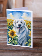 Load image into Gallery viewer, Great Pyrenees in Sunflowers Greeting Cards - Blank Note Cards – 8-Pack of Artist-Designed Cards with Envelopes