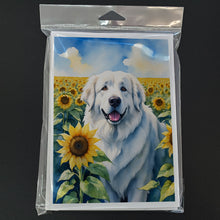 Load image into Gallery viewer, Great Pyrenees in Sunflowers Greeting Cards - Blank Note Cards – 8-Pack of Artist-Designed Cards with Envelopes