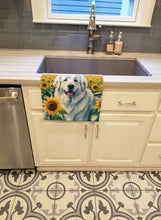 Load image into Gallery viewer, Great Pyrenees in Sunflowers Kitchen Towel
