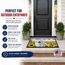 Load image into Gallery viewer, Great Pyrenees in Sunflowers Doormat Front Door Mat Indoor Outdoor Rugs for Entryway, Non Slip Washable Low Pile, 18H X 27W