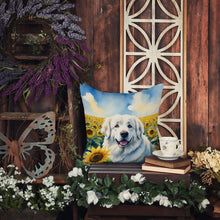 Load image into Gallery viewer, Great Pyrenees in Sunflowers Throw Pillow - 14x14 Decorative Pillow – Art for Your Home &amp; Patio