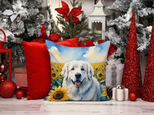 Load image into Gallery viewer, Great Pyrenees in Sunflowers Throw Pillow - 14x14 Decorative Pillow – Art for Your Home &amp; Patio