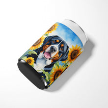 Load image into Gallery viewer, Greater Swiss Mountain Dog in Sunflowers Can or Bottle Hugger