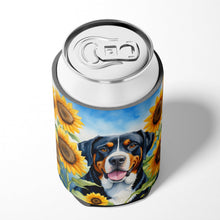 Load image into Gallery viewer, Greater Swiss Mountain Dog in Sunflowers Can or Bottle Hugger