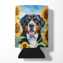 Load image into Gallery viewer, Greater Swiss Mountain Dog in Sunflowers Can or Bottle Hugger