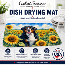 Load image into Gallery viewer, Greater Swiss Mountain Dog in Sunflowers Dish Drying Mat Absorbent Dish Drying Mat Pad for Kitchen Counter Dish Drainer Mat for Countertop, 14 x 21", Multicolor