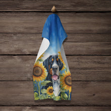 Load image into Gallery viewer, Greater Swiss Mountain Dog in Sunflowers Kitchen Towel