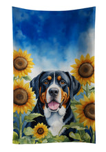 Load image into Gallery viewer, Greater Swiss Mountain Dog in Sunflowers Kitchen Towel