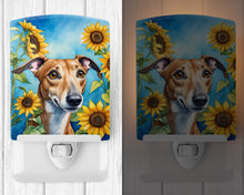 Load image into Gallery viewer, Greyhound in Sunflowers Ceramic Night Light