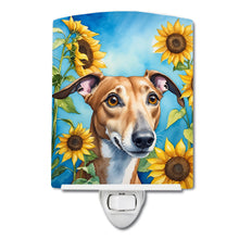Load image into Gallery viewer, Greyhound in Sunflowers Ceramic Night Light