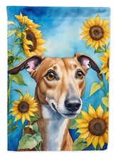 Load image into Gallery viewer, Greyhound in Sunflowers Garden Flag – Bright Dog-Themed Yard Decor