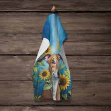 Load image into Gallery viewer, Greyhound in Sunflowers Kitchen Towel