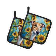 Load image into Gallery viewer, Greyhound in Sunflowers Pot Holders - Set of 2 Decorative Kitchen Helpers | Made in the USA