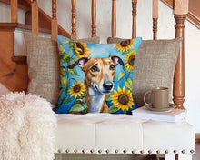 Load image into Gallery viewer, Greyhound in Sunflowers Throw Pillow - 14x14 Decorative Pillow – Art for Your Home &amp; Patio