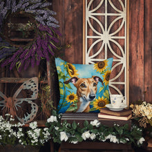 Load image into Gallery viewer, Greyhound in Sunflowers Throw Pillow - 14x14 Decorative Pillow – Art for Your Home &amp; Patio