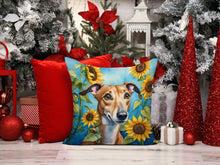 Load image into Gallery viewer, Greyhound in Sunflowers Throw Pillow - 14x14 Decorative Pillow – Art for Your Home &amp; Patio