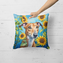 Load image into Gallery viewer, Greyhound in Sunflowers Throw Pillow