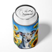 Load image into Gallery viewer, Greyhound in Sunflowers Can or Bottle Hugger