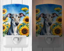 Load image into Gallery viewer, Greyhound in Sunflowers Ceramic Night Light