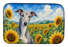 Load image into Gallery viewer, Greyhound in Sunflowers Dish Drying Mat Absorbent Dish Drying Mat Pad for Kitchen Counter Dish Drainer Mat for Countertop, 14 x 21", Multicolor