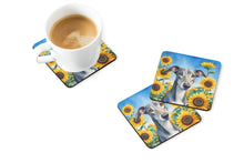 Load image into Gallery viewer, Greyhound in Sunflowers Coasters - Set of 4 Lightweight Foam, Absorbent Drink Coasters