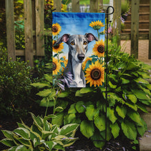 Load image into Gallery viewer, Greyhound in Sunflowers Garden Flag – Bright Dog-Themed Yard Decor