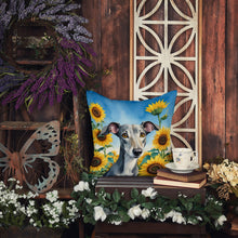 Load image into Gallery viewer, Greyhound in Sunflowers Throw Pillow - 14x14 Decorative Pillow – Art for Your Home &amp; Patio